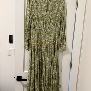 Green Paisley Long Sleeve Dress